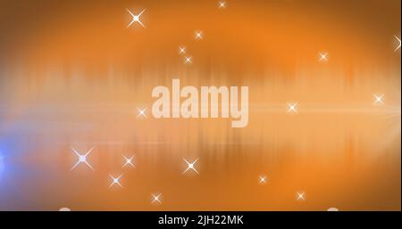 Immagine di percorsi luminosi e stelle su sfondo colorato Foto Stock