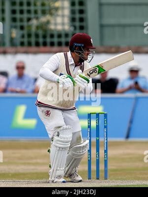 Southport, Regno Unito. 14th luglio 2022. Trafalgar Road Ground, Southport, Inghilterra: 14th luglio 2022, LV=County Cricket, Lancashire versus Somerset: Steve Davies of Somerset Credit: Action Plus Sports Images/Alamy Live News Credit: Action Plus Sports Images/Alamy Live News Foto Stock