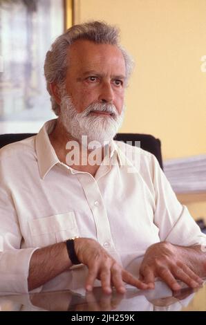 Città del Vaticano, Vatikanstadt. 14th luglio 2022. Eugenio Scalfari, fondatore della Repubblica, morì. Fotografato nella sede del giornale la Rebubblica, nel 1986. Roma (Italia) 14 luglio 2022 credito: dpa/Alamy Live News Foto Stock