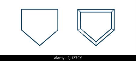 Icona del vettore della piastra della casa di baseball. Progettazione di modelli vettoriali. Silhouette. In riproduzione. Base domestica. Sport. Illustrazione Vettoriale