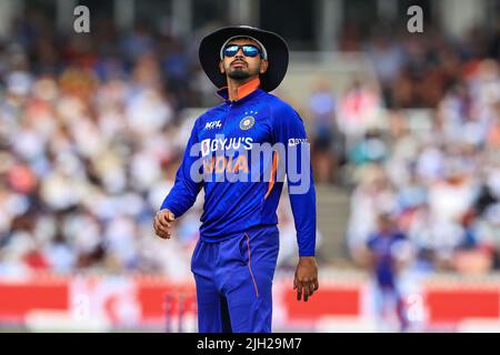 Shreyas Iyer of India durante la partita in , il 7/14/2022. (Foto di Mark Cosgrove/News Images/Sipa USA) Foto Stock