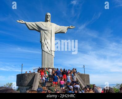 Statua del Cristo Redentore, Corcovado, Rio de Janeiro, Brasile Foto Stock