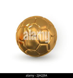 3D pallone da calcio d'oro realistico. Pallone da calcio d'oro. Illustrazione vettoriale. Illustrazione Vettoriale