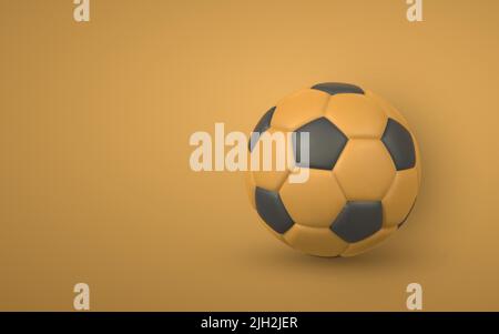 3D pallone da calcio realistico. Pallone da calcio di colore giallo nero. Illustrazione vettoriale. Illustrazione Vettoriale