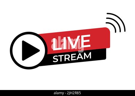 Icona Live streaming con simbolo di riproduzione. Firma streaming online. Design semplice e piatto. Illustrazione vettoriale Illustrazione Vettoriale