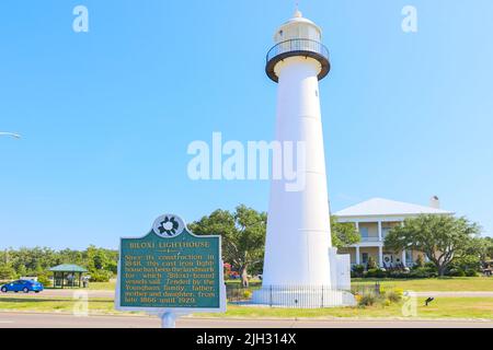 Biloxi, MS - 18 giugno 2022: Faro di Biloxi, costruito nel 1848. Foto Stock