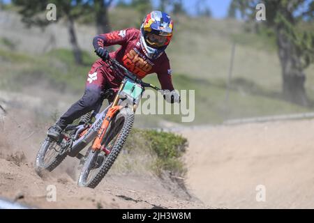 Vallnord, Andorra . Luglio 14 2022 . UCI Mountain Bike World Cup 2022 - GIORNO 1, GOLDSTONE Jackson PUÒ in azione durante gli uomini s Downhill Training del Foto Stock