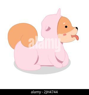 shiba inu in pigiama si trova con la lingua fuori Illustrazione Vettoriale