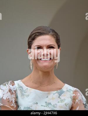 Oland, Svezia. 14th luglio 2022. La Principessa Vittoria di Svezia durante la celebrazione del 45th compleanno della Principessa Vittoria di Svezia al Castello di Borgholm il 14 luglio 2022 a Oland, Svezia. Photo by Stefan Lindblom/Stella Pictures/ABACAPRESS.COM Credit: Abaca Press/Alamy Live News Foto Stock