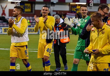 Nikola Krstović post match - Cliftonville Vs DAC 1904 - UEFA Europa Conference League Foto Stock