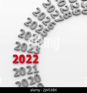 2022 il futuro nel cerchio rappresenta il nuovo anno 2022, rendering tridimensionale, illustrazione del 3D Foto Stock