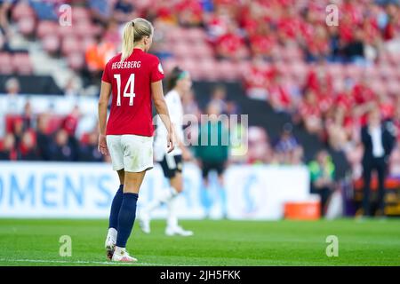 Southampton, Inghilterra, luglio 7th 2022: ADA Hegerberg (14 Norvegia) si presenta durante la partita di calcio UEFA Womens Euro 2022 tra Norvegia e Irlanda del Nord al St. Marys Stadium di Southampton, Inghilterra. (Daniela Porcelli /SPP) Foto Stock