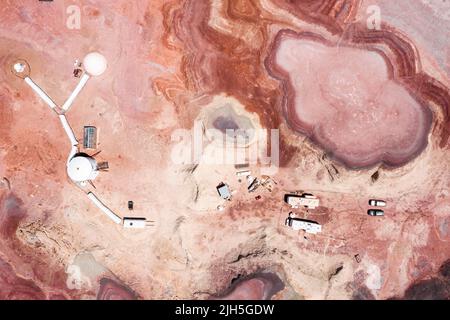 Mars Research Station nello Utah, foto con drone dall'alto verso il basso. Foto Stock