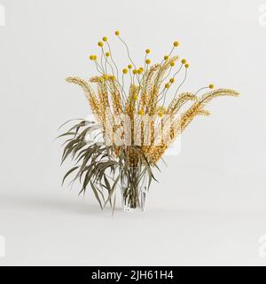 3d illustrazione di vaso decorativo di fiori all'interno isolato su sfondo bianco Foto Stock