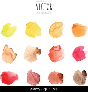 Dipinti ad acquerello simbolizzati. Belle macchie astratte di acquarelle e sbavature disegni con spazio per il testo Illustrazione Vettoriale