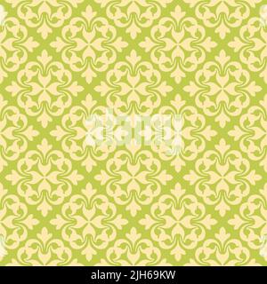 Un modello di ripetizione vettoriale retrò vintage composto da icone di clover che creano un modello damask. Illustrazione Vettoriale