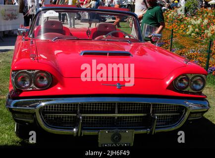 Red Ford Thunderbird, meeting auto classica, giardino termale, Baden-Baden, Baden-Wuerttemberg, Germania Foto Stock