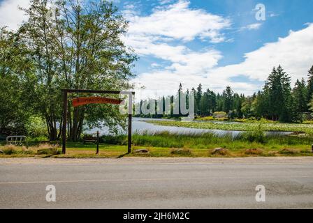 Cartello Magic Lake, North Pender Island, British Columbia, Canada Foto Stock