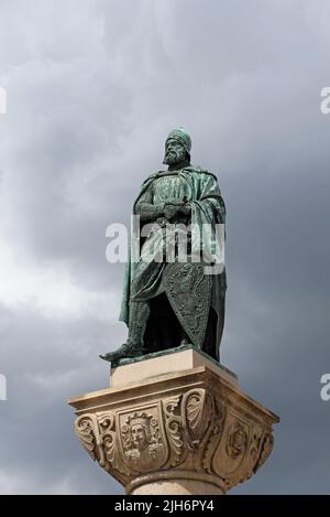 Statua di Birger Jarl di Bengt Erland Fogelberg, eretta nel 1854 a Riddarholmen a Stoccolma Foto Stock