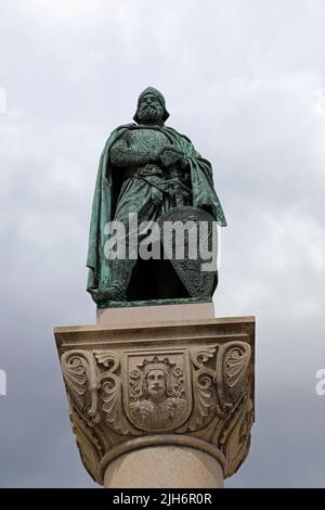 Statua di Birger Jarl di Bengt Erland Fogelberg, eretta nel 1854 a Riddarholmen a Stoccolma Foto Stock