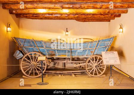 Colorado, LUG 10 2022 - Old Wagon in Bent's Old Fort National Historic Site Foto Stock
