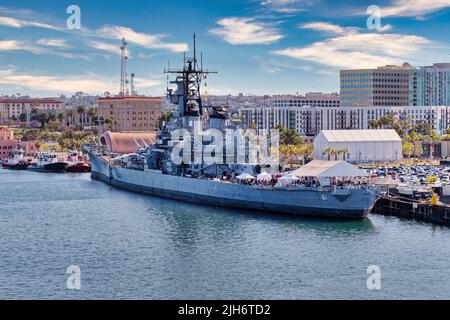 USS Iowa a Los Angeles Foto Stock