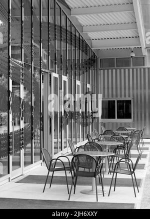 Zona pranzo esterna al PACCAR Pavilion di Seattle, Washington Foto Stock