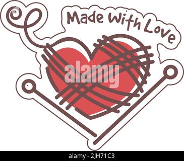 Prodotto a maglia fatto a mano, realizzato con logo Love Illustrazione Vettoriale
