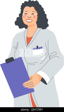 Medico femminile con clip, terapista professionista Illustrazione Vettoriale