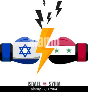 Israele contro Siria. Concetto di partita sportiva, guerra commerciale, lotta o guerra al confine tra israele e siria. Illustrazione vettoriale. Illustrazione Vettoriale