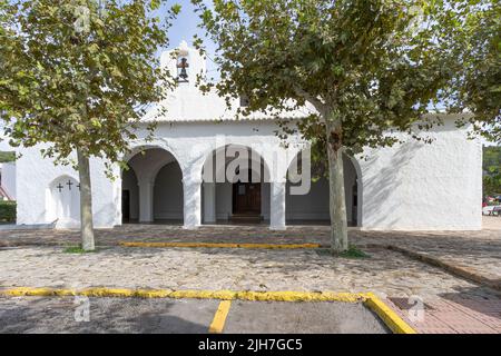 Copertura della chiesa bianca di Santa Eulalia sull'isola di Ibiza Foto Stock