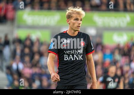 Herning, Danimarca. 15th luglio 2022. Gustav Isaksen (11) del FC Midtjylland ha visto durante la partita Superliga del 3F tra il FC Midtjylland e il Randers FC alla MCH Arena di Herning. (Photo Credit: Gonzales Photo/Alamy Live News Foto Stock