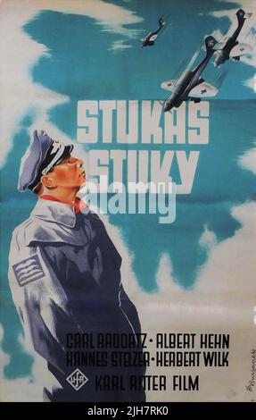 Poster ceco (nel periodo in cui il protettorato tedesco della Boemia e della Moravia) per il film nazista di Propaganda STUKAS / STUKY 1941 con CARL RADDATZ regista / produttore esecutivo KARL RITTER scrittori Felix Lutzkendorf e Karl Ritter musica Herbert Windt Universum Film (UFA) Foto Stock