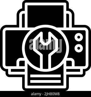 Icona della stampante di diagnostica del computer Illustrazione Vettoriale