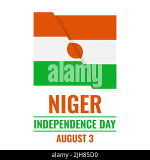Poster tipografico del Niger Independence Day. Festa nazionale il 3 agosto. Modello vettoriale per banner, volantini, biglietti di auguri, ecc. Illustrazione Vettoriale