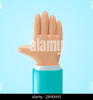 icona 3d mani. Gesto della mano in stile cartone animato. Illustrazione Vettoriale