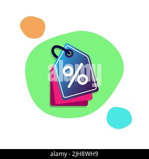 Icona del tag di offerta sconto. Simbolo del buono acquisto. Etichetta di vendita con segno percentuale. Banner o buono sconto per il black friday. Etichetta shopping vettoriale Illustrazione Vettoriale