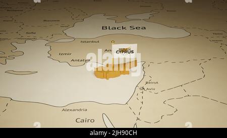 mappa del 3D che celebra la giornata dell'indipendenza di Cipro Foto Stock