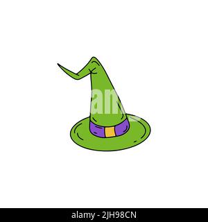 Cappello della strega. Illustrazione di Halloween disegnata a mano. Illustrazione Vettoriale