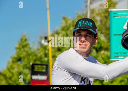 Toronto, ONTARIO, Canada. 16th luglio 2022. DALTON KELLETT (4) di Stouffville, Canada si prepara a praticare per la Honda Indy Toronto alle strade di Toronto Exhibition Place a Toronto ON. (Credit Image: © Walter G. Arce Sr./ZUMA Press Wire) Foto Stock