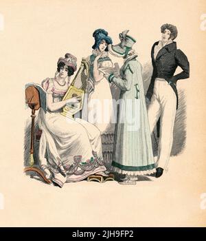 Abito di classe superiore, Germania, 1815-1820, Illustrazione, la storia del costume, Braun & Schneider, Monaco, Germania, 1861-1880 Foto Stock