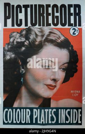 MYRNA LOY Ritratto Pubblicità Poster per il British Film Magazine PICTUREGOER per settembre 1939 Foto Stock