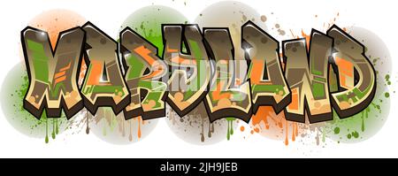 Graffiti Styled Vector Graphics Design - lo stato del Maryland Illustrazione Vettoriale