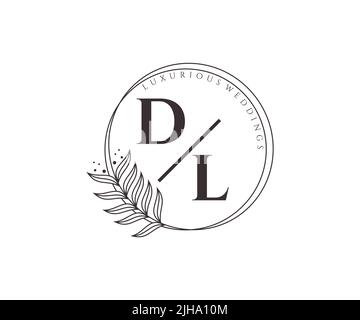 Sigla DL lettera Wedding modello logo monogramma, modelli moderni minimalisti e floreali disegnati a mano per carte di invito, Salva la data, elegante Illustrazione Vettoriale