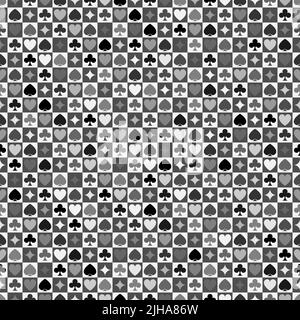 Le carte da gioco vettoriali si adattano a pattern senza giunture. Sfondi abiti da cartolina Illustrazione Vettoriale