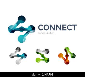 Abstract connes logo design icone fatto di pezzi colorati - varie forme geometriche Illustrazione Vettoriale