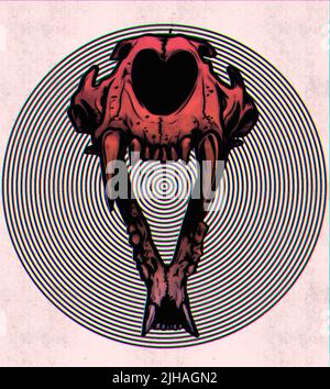 Sabertodored Tiger Design Poster Art Modern Illustration Pre-Historic Graphic Bold digital Foto Stock