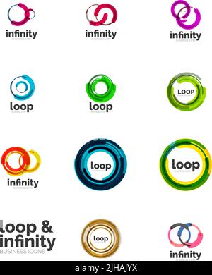 Set di logo aziendali Infinity e Loop, grande collezione Illustrazione Vettoriale