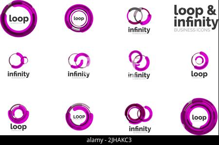 Set di logo aziendali Infinity e Loop, grande collezione Illustrazione Vettoriale