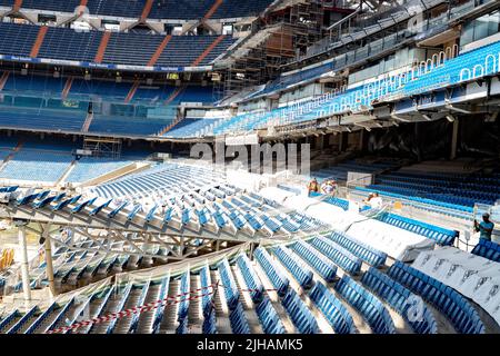 Santiago Bernabeu. Stadio. Interno dello stadio Santiago Bernabu con il processo di costruzione per la completa ristrutturazione del Real Madrid C.F Foto Stock